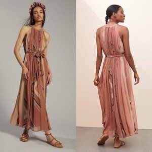 Anthropologie Nikita Mhaisalkar Abstract Halter Maxi Dress